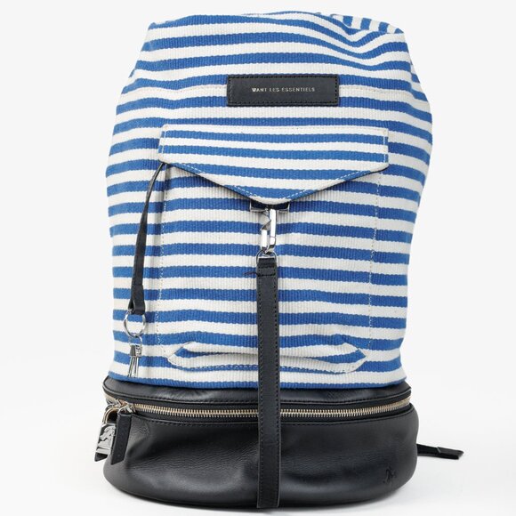 Want Les Essentiels Blue and White Striped Backpack - Picture 2 of 15